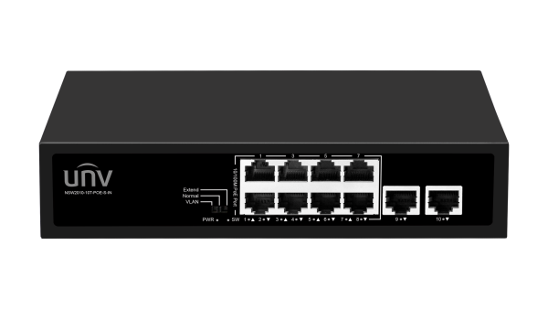 8-Port PoE Switch, 200 Megabit Uplink Ports